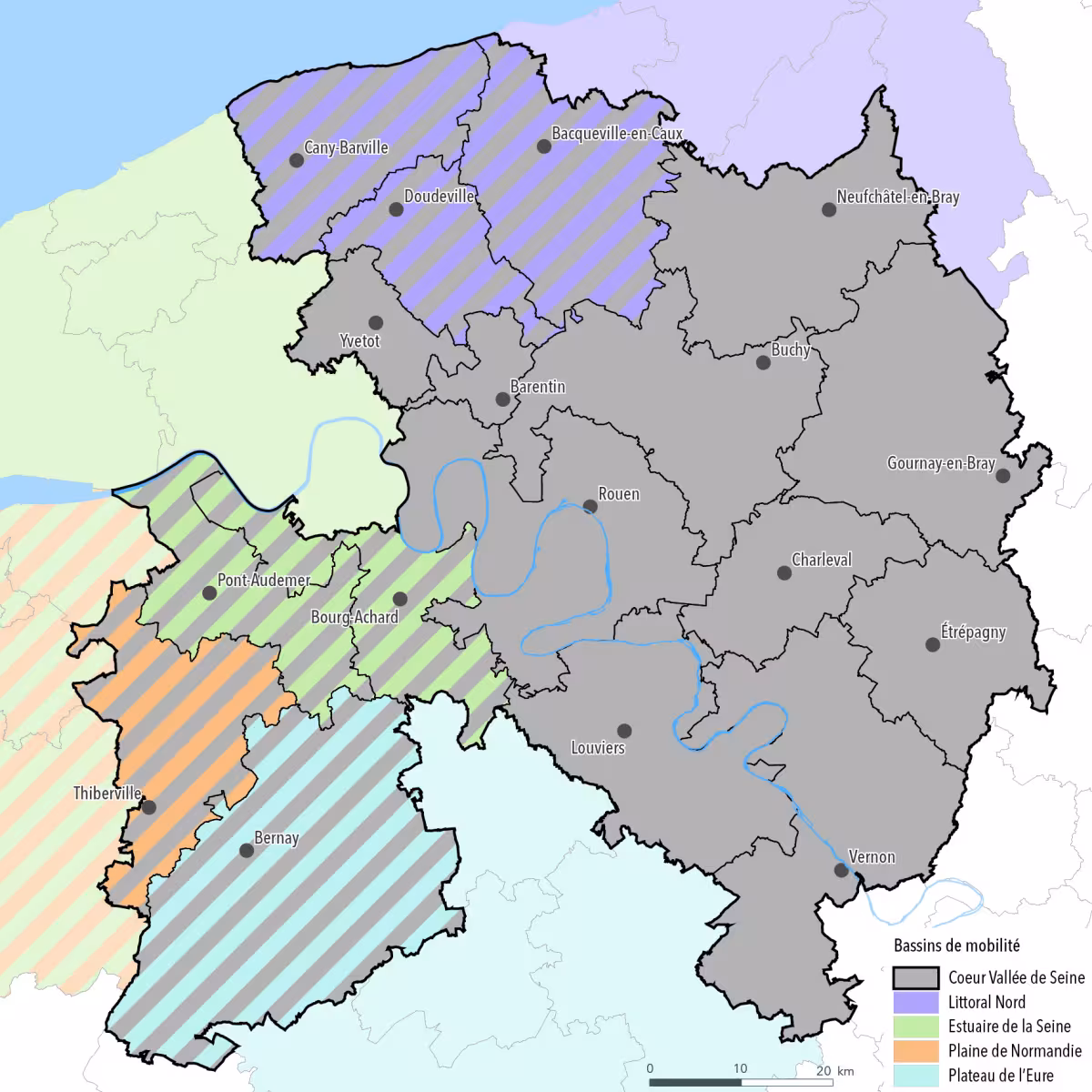 Cartographie des bassins de mobilité en Normandie