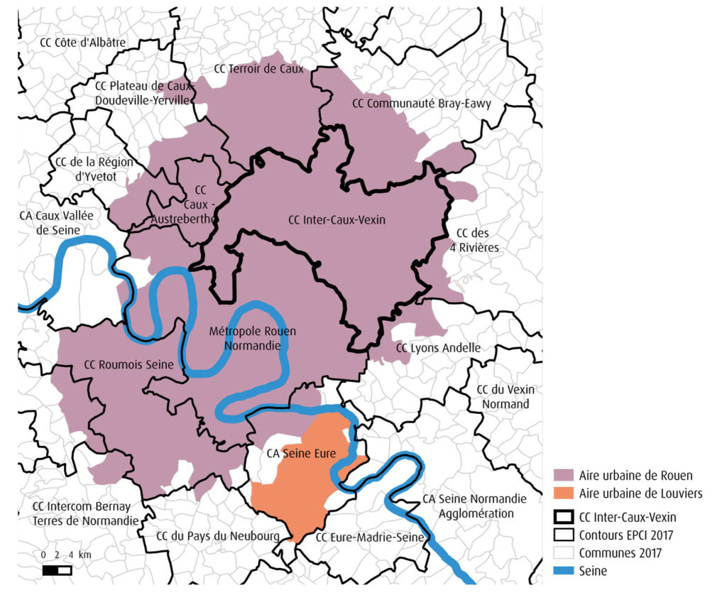 La communauté de communes Inter-Caux-Vexin dans son environnement - Source AURBSE 2017