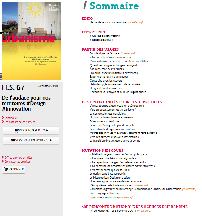 Capture Urbanisme HS n°67 Sommaire